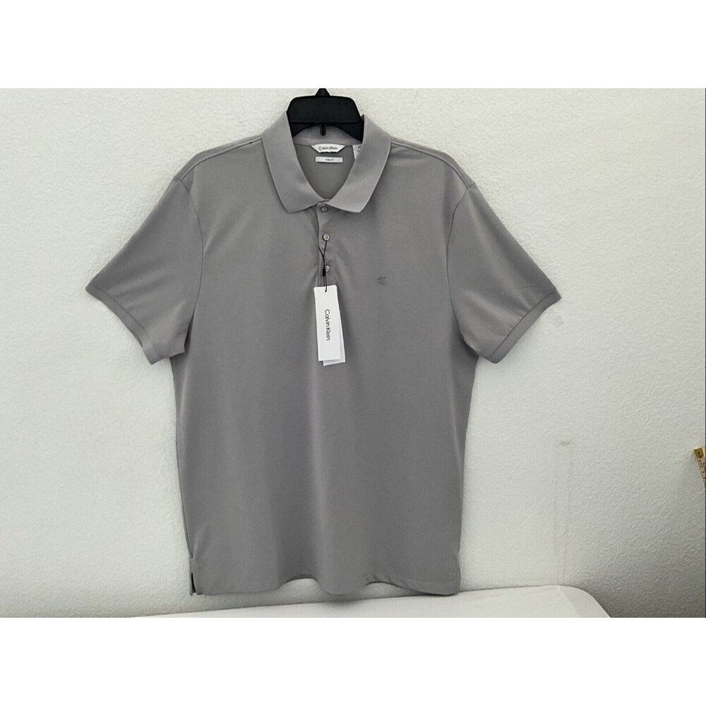 Calvin Klein Men’s Sz L Lifestyle Short Sleeve Polo Shirt Heather Grey
